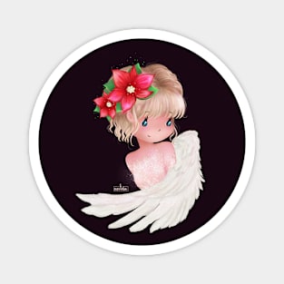 Christmas Poinsettia Angel Magnet